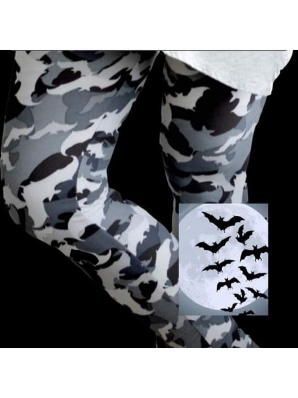 LEGGINGS DEPOT Bat Print Camo Yoga Full length Leggings Size 12 NWT